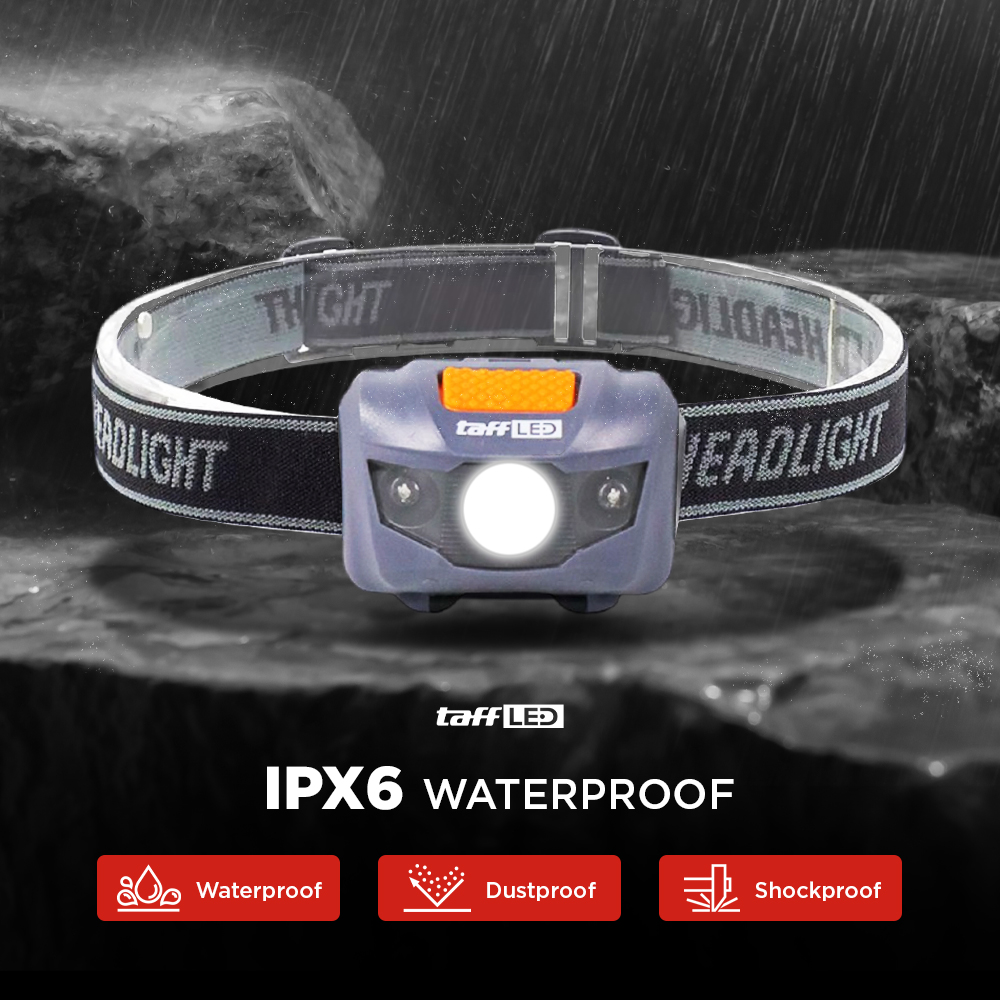 TaffLED Senter Kepala Headlamp LED Flashlight White and Red Waterproof - HE12 - Gambar 5