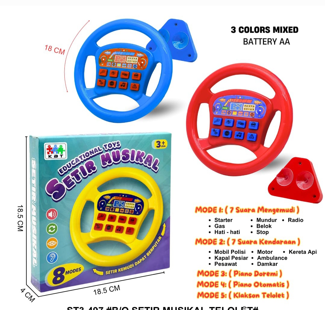 MAINAN STEERING WHEEL SETIR SETIRAN MOBIL BUAT ANAK