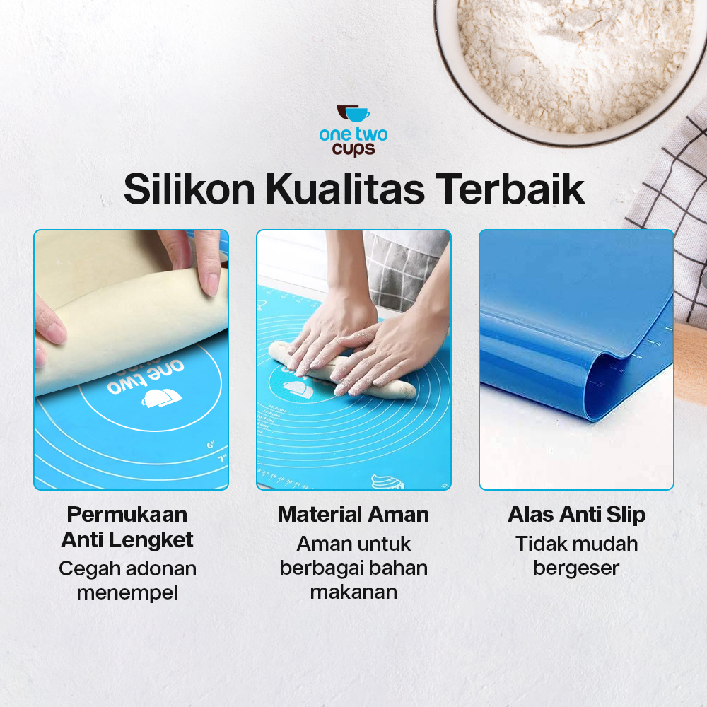 One Two Cups Alas Adonan Kue Fondant Silikon Baking Mat Anti Slip - JJ3873