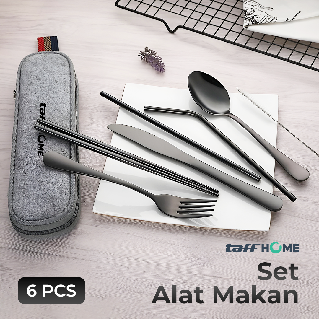 TaffHOME Set Perlengkapan Makan Sendok Garpu Pisau Sumpit 8 PCS - EA02300
