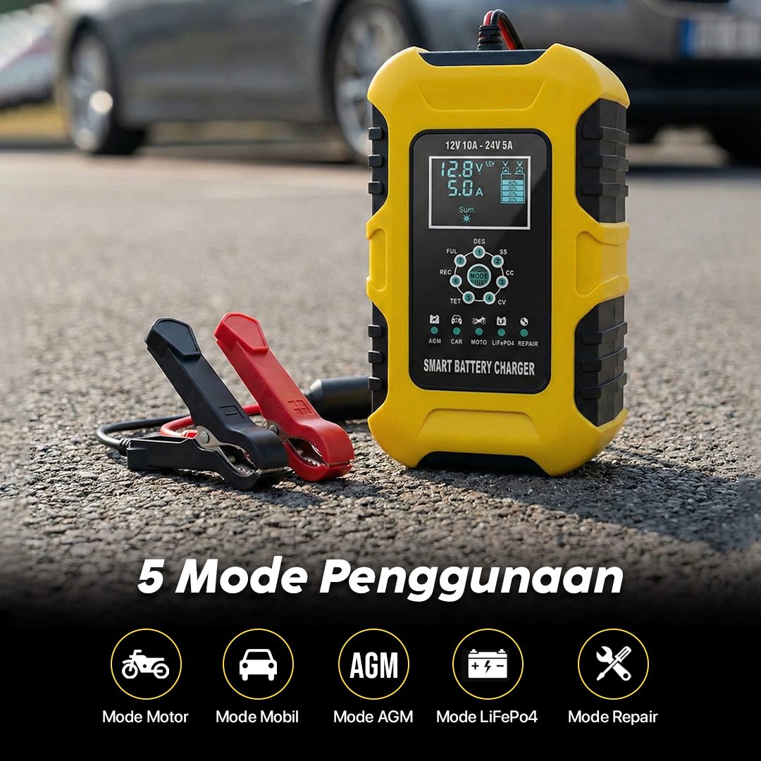 FOXSUR Charger Baterai Aki Mobil Automatic Detection 180AH 12/24V - FBC122410D