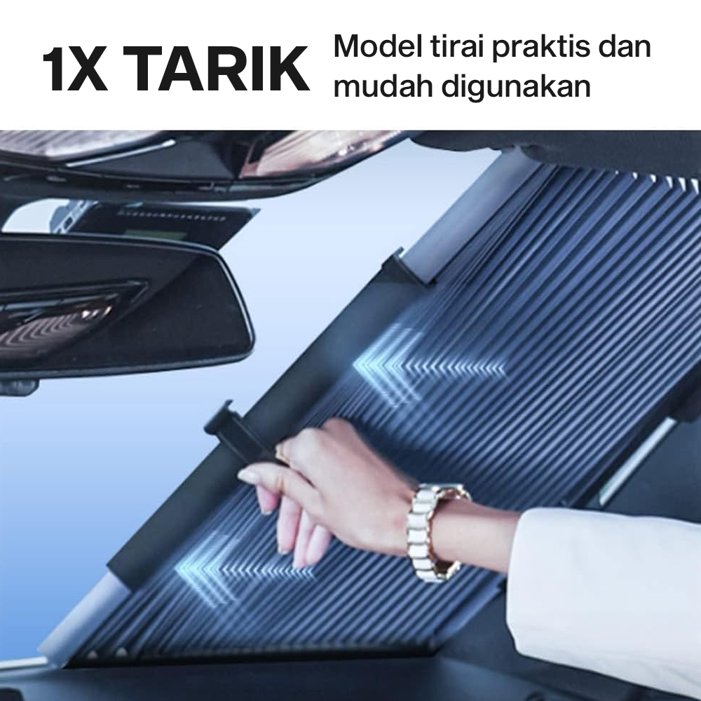 YZH Penutup Kaca Depan Mobil Automatic Retractable Sun Visor Sunscreen - YHZ-73