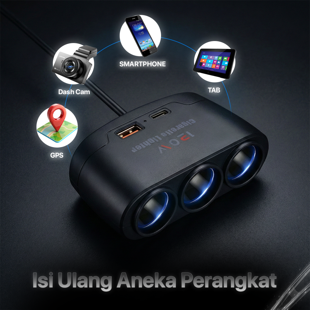 Kebidumei Car Charger Mobil Fast Charging Cigarette Type C USB 120W - D-24