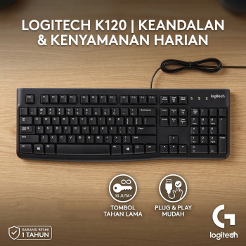 Logitech USB Keyboard Kabel Full Size Plug and Play - K120