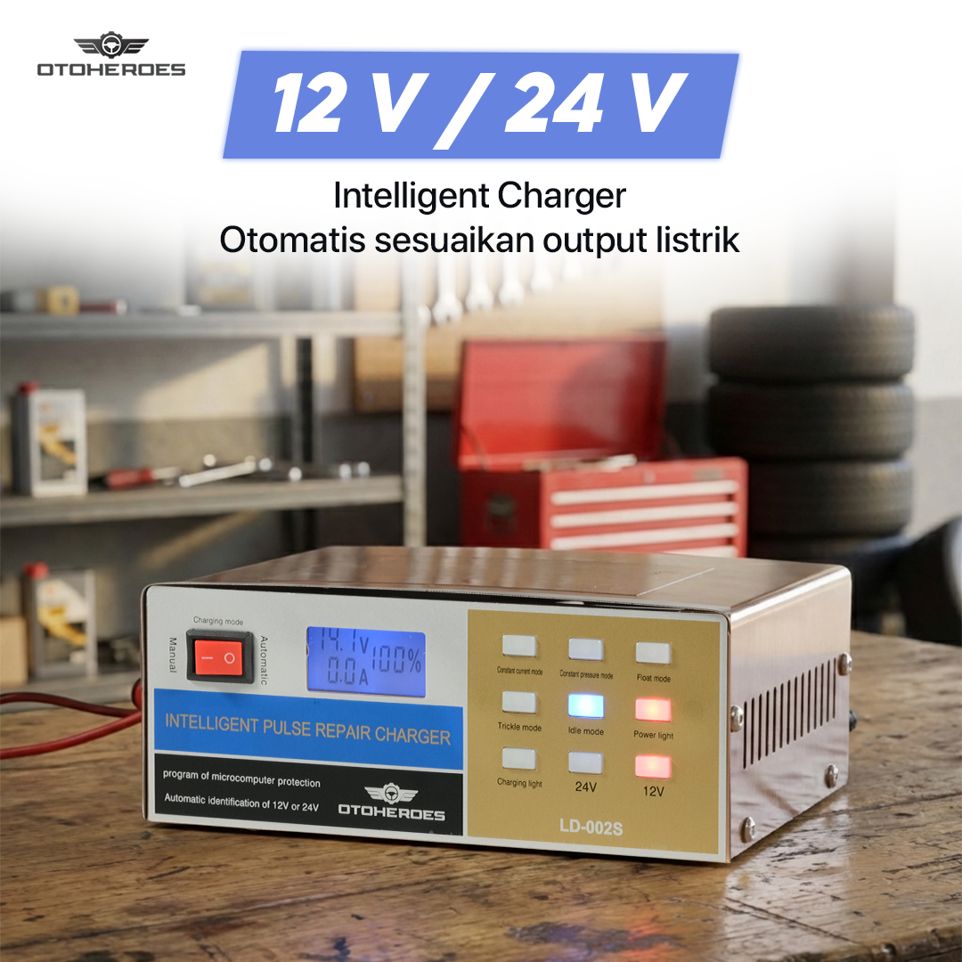 OTOHEROES Charger Aki Mobil Motor Intelligent Battery Charger 12V/24V - LD-002S