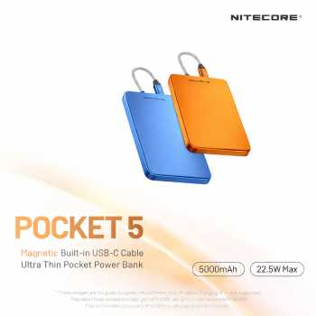 NITECORE Power Bank Magnetic PD QC IPX7 Fast Charging 22.5W 5000mAh - POCKET 5