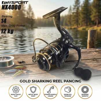 TaffSPORT Gold Sharking Metal Reel Pancing Spinning 5.2:1 - NX4000