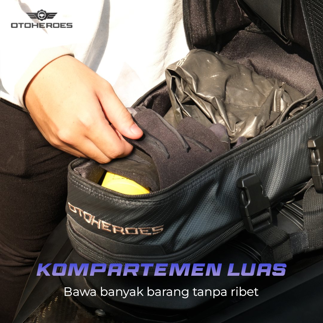 OTOHEROES Tas Motor Touring Back Seat Tail Storage Bag PU Leather - RR9014