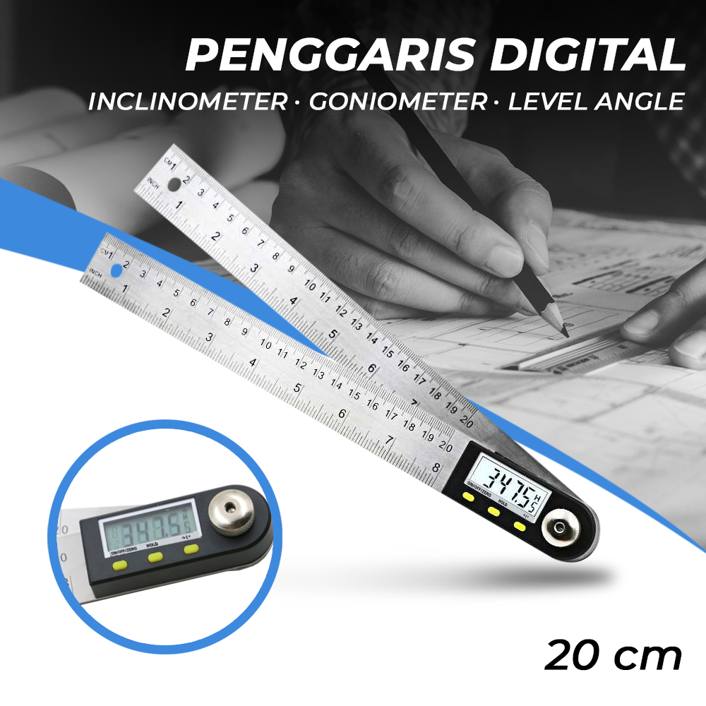 JIGONG Penggaris Digital Inclinometer Goniometer Level Angle 20cm - TL454