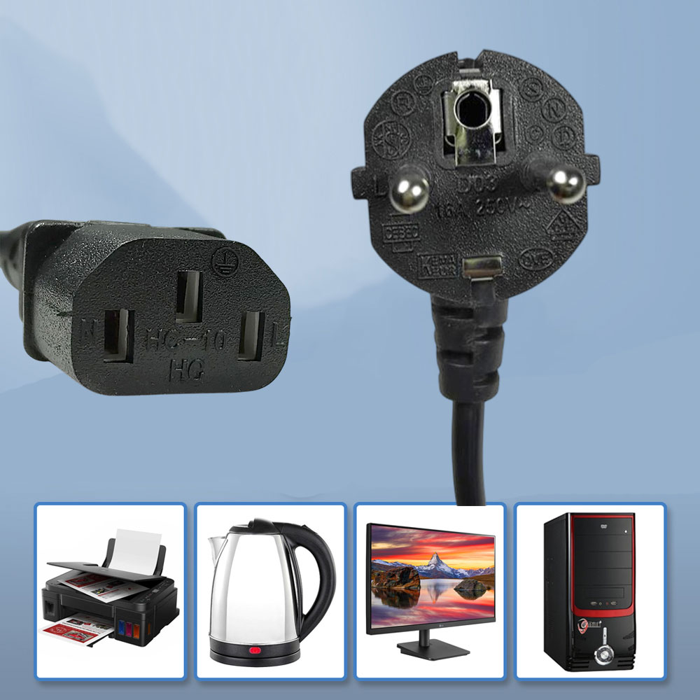 QISHI Kabel Power 3 Pin 16A 250V EU Plug 1.5M - 168B11