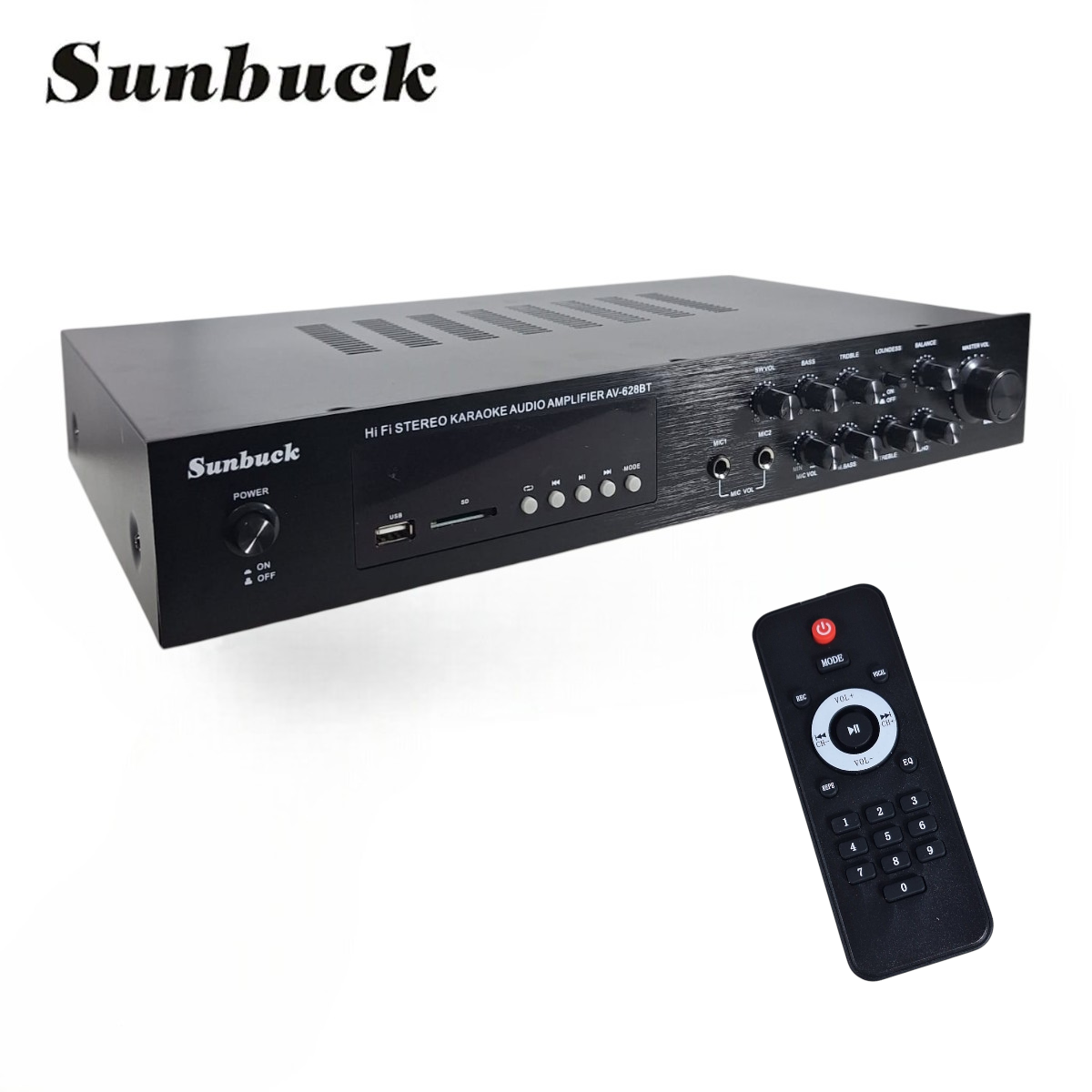 Sunbuck Audio Amplifier Bluetooth 5.0 Subwoofer FM 5 Ch Remote 2000W - AV-628BT