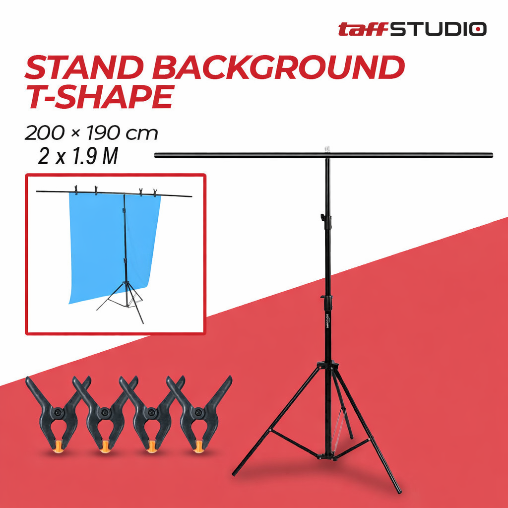 TaffSTUDIO Stand Background Backdrop T-Shape 4 Clamp - M139