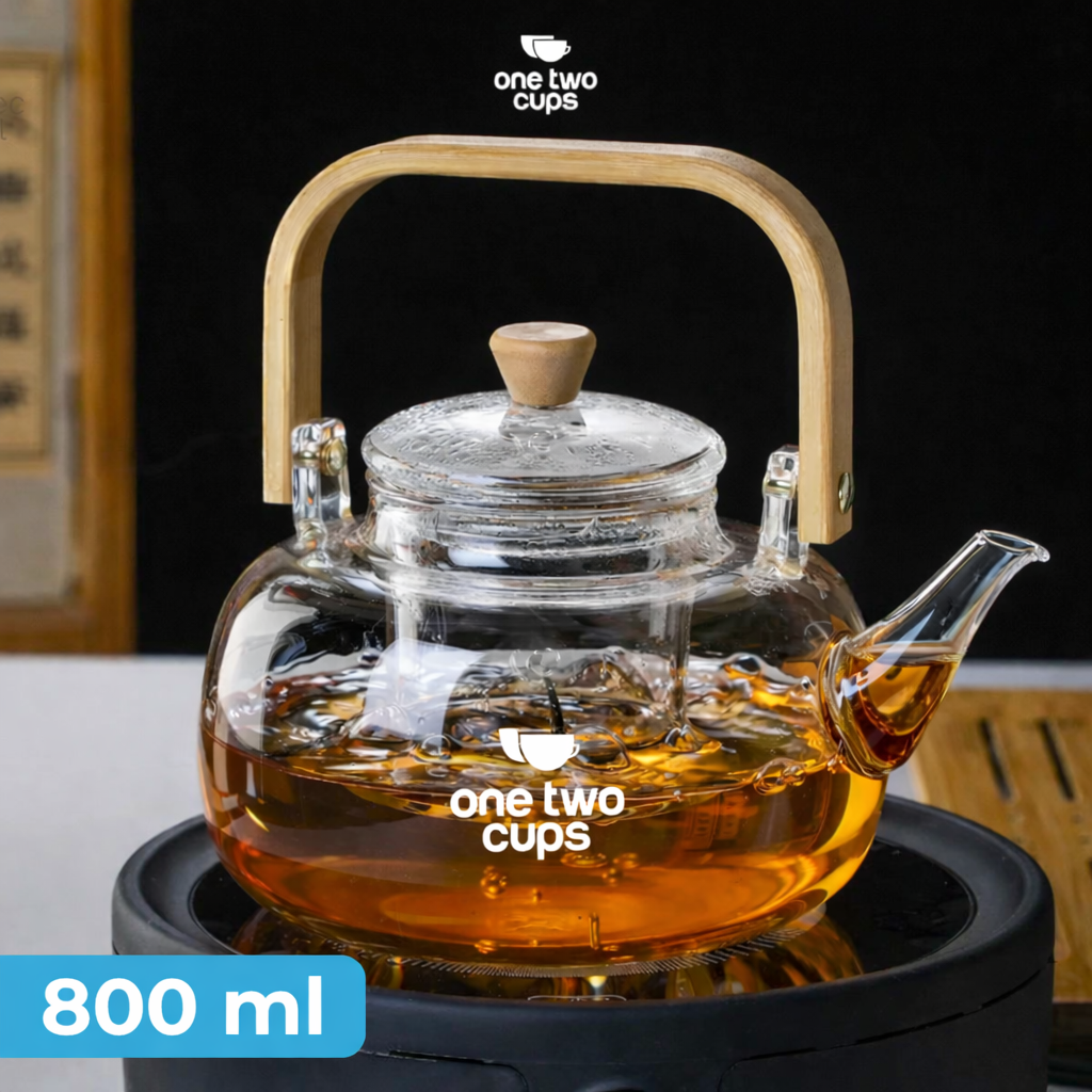One Two Cups Teko Teh Kaca Borosilikat Saringan Tahan Panas Teapot - 8CV101