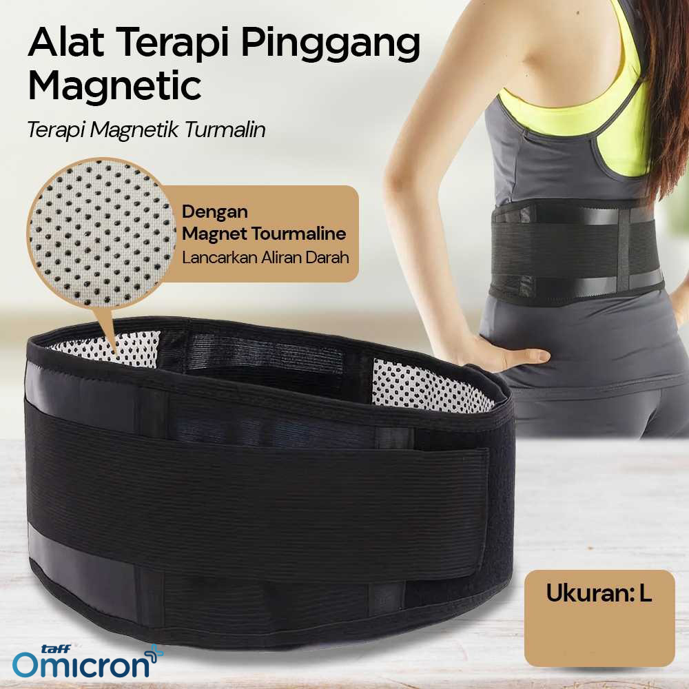 Alat Terapi Pinggang Magnetic Tourmaline Nylon PU Leather Size L
