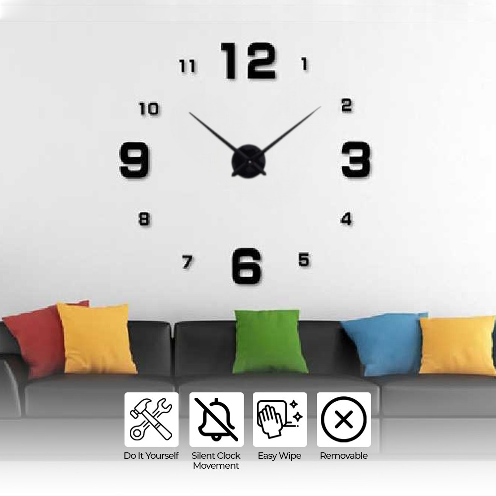 TaffHOME Jam Dinding Besar DIY Giant Wall Clock 90-100cm - DIY-102