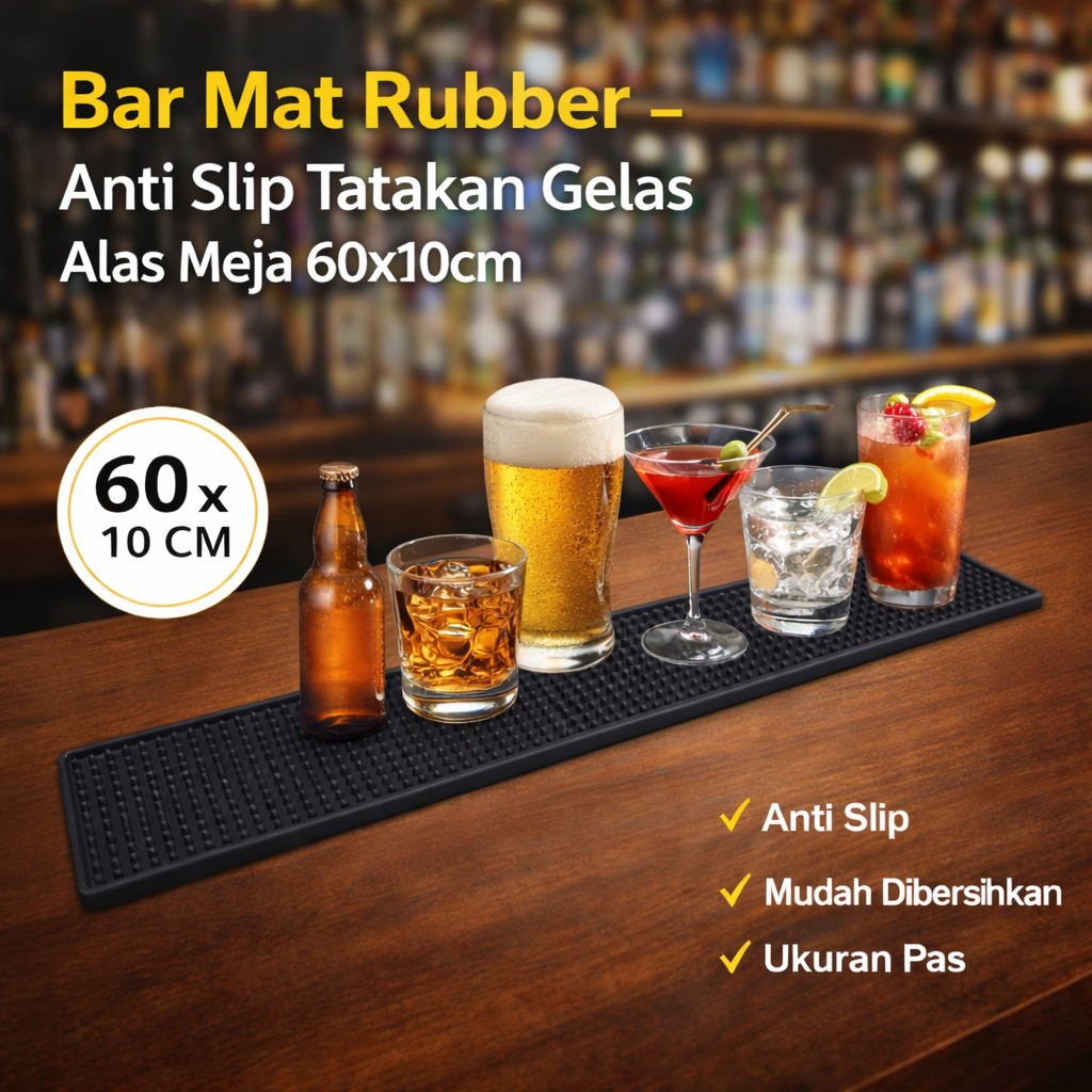 One Two Cups Bar Mat Rubber Anti Slip Tatakan Gelas Alas Meja Barista - TY3