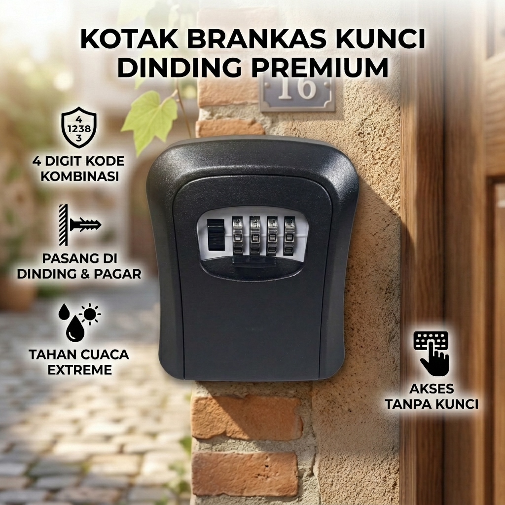 Jual MOOL Kotak Brankas Safety Box Dinding Wall Mounted 4 Digit
