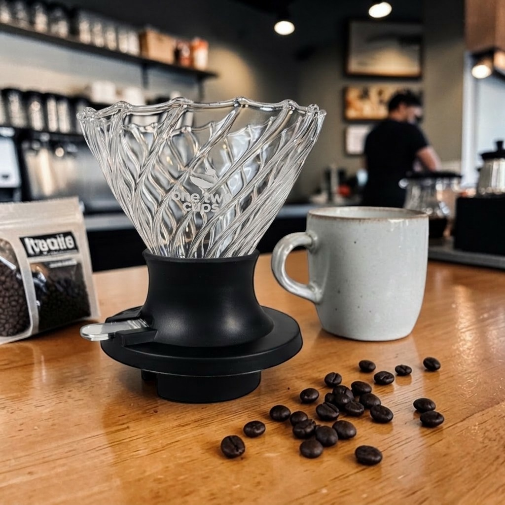 One Two Cups V60 Coffee Dripper Alat Seduh Kopi Manual Kaca 1-4 Cup - VD-40R