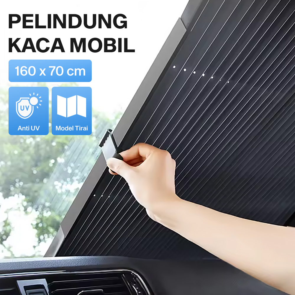 YZH Penutup Kaca Depan Mobil Automatic Retractable Sun Visor Sunscreen - YHZ-73