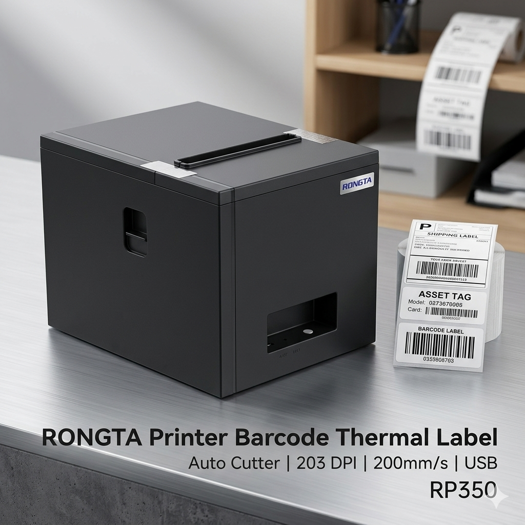 RONGTA Printer Barcode Thermal Label Auto Cutter 203 DPI 200mm/s - RP350