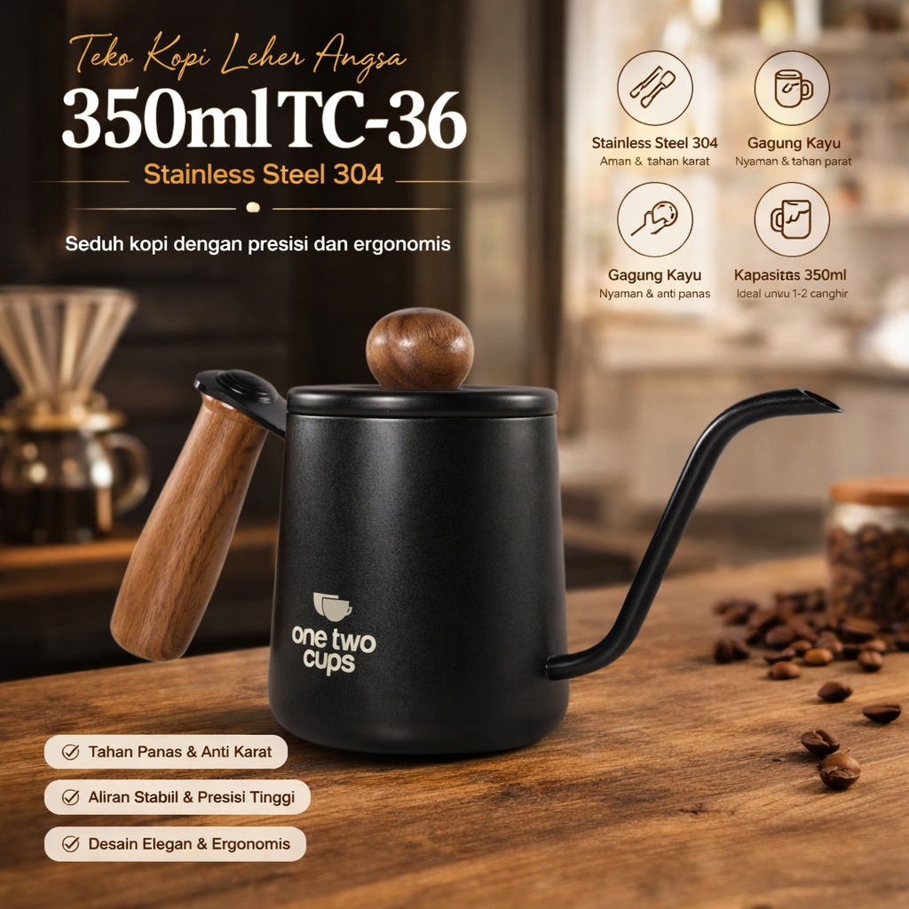 One Two Cups Teko Kopi Leher Angsa Gooseneck Pour Over Kettle - OTC-36