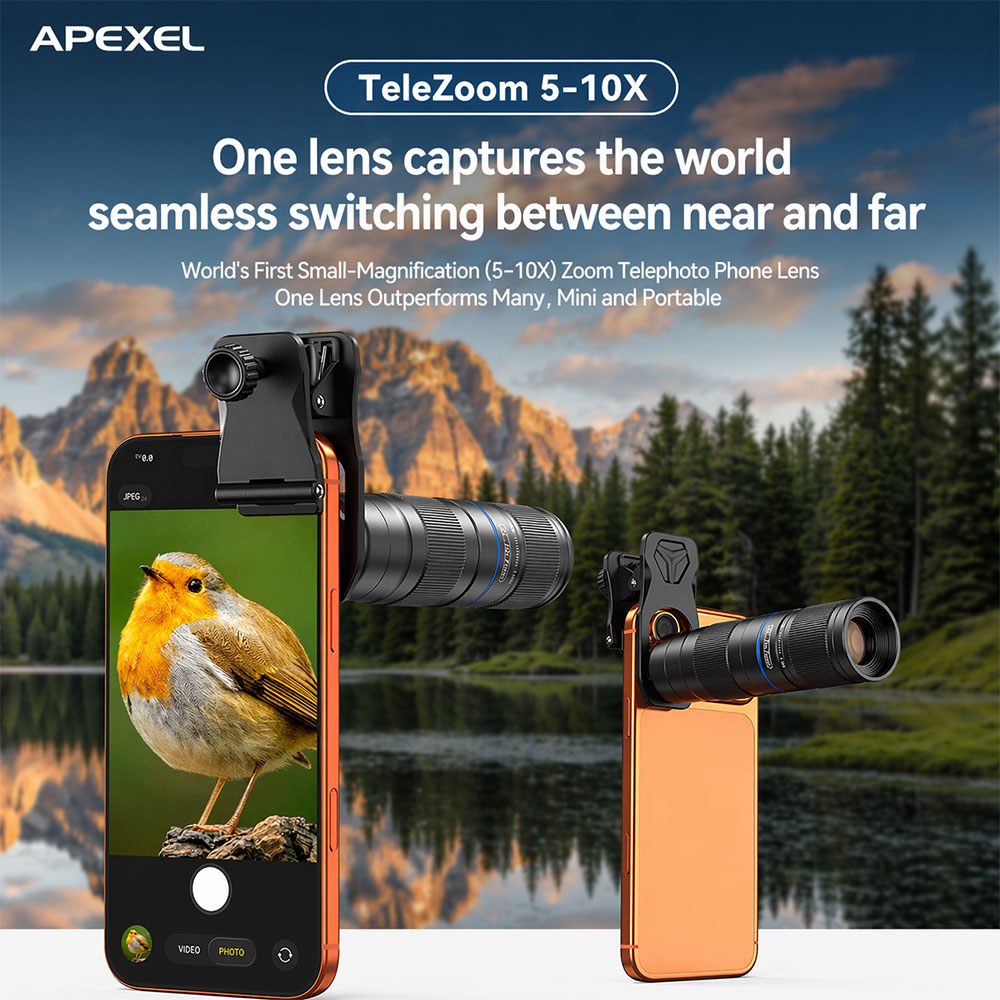 APEXEL Lensa TeleZoom Telephoto Smartphone 5-10X Clip On - APL-TM5-10X