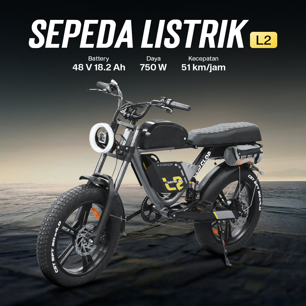 ClipClop Sepeda Listrik Fat Bike 20 Inch Brushless Motor 18.2Ah 750W - L2
