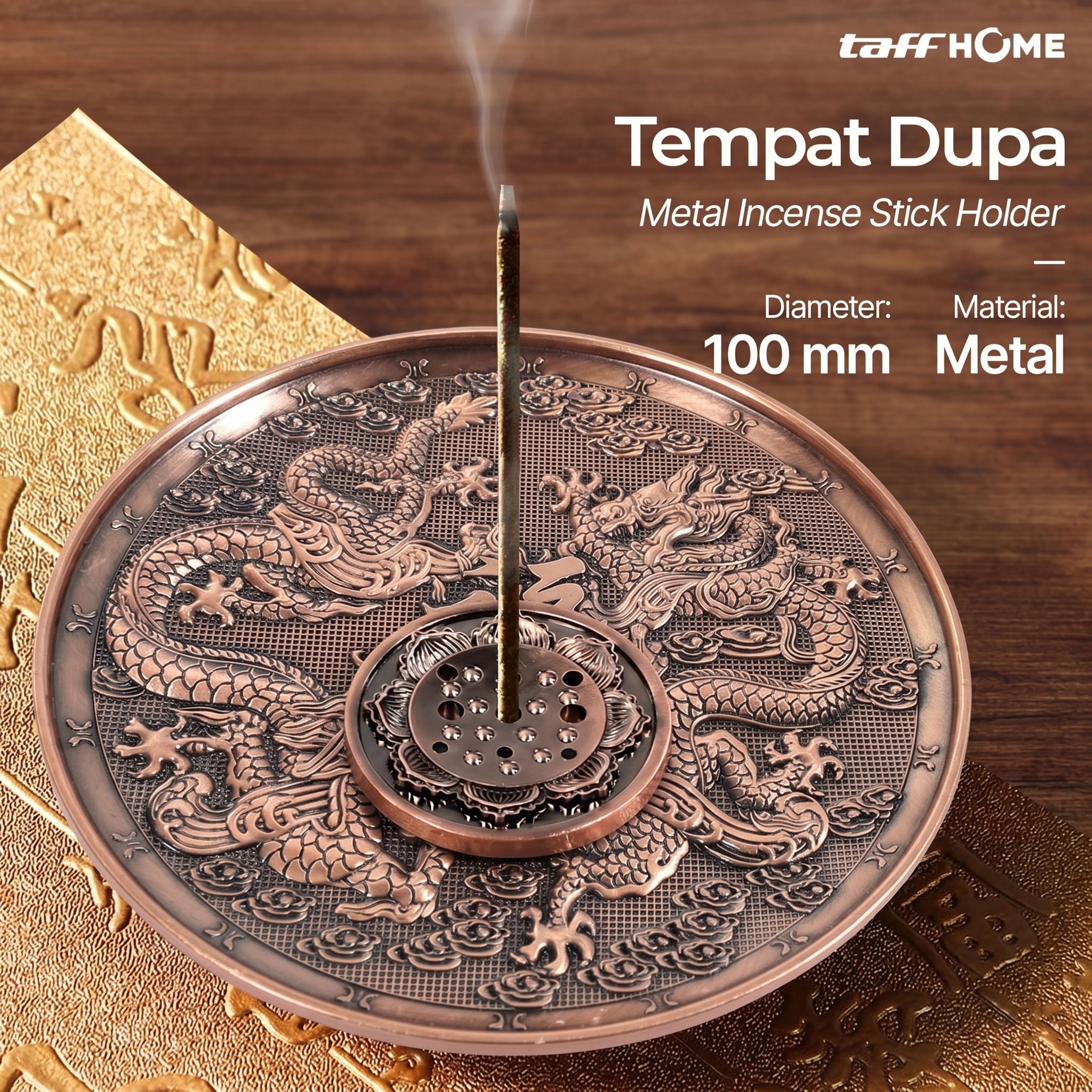 TaffHOME Tempat Dupa Stick Incense Holder Metal Plate - HS102