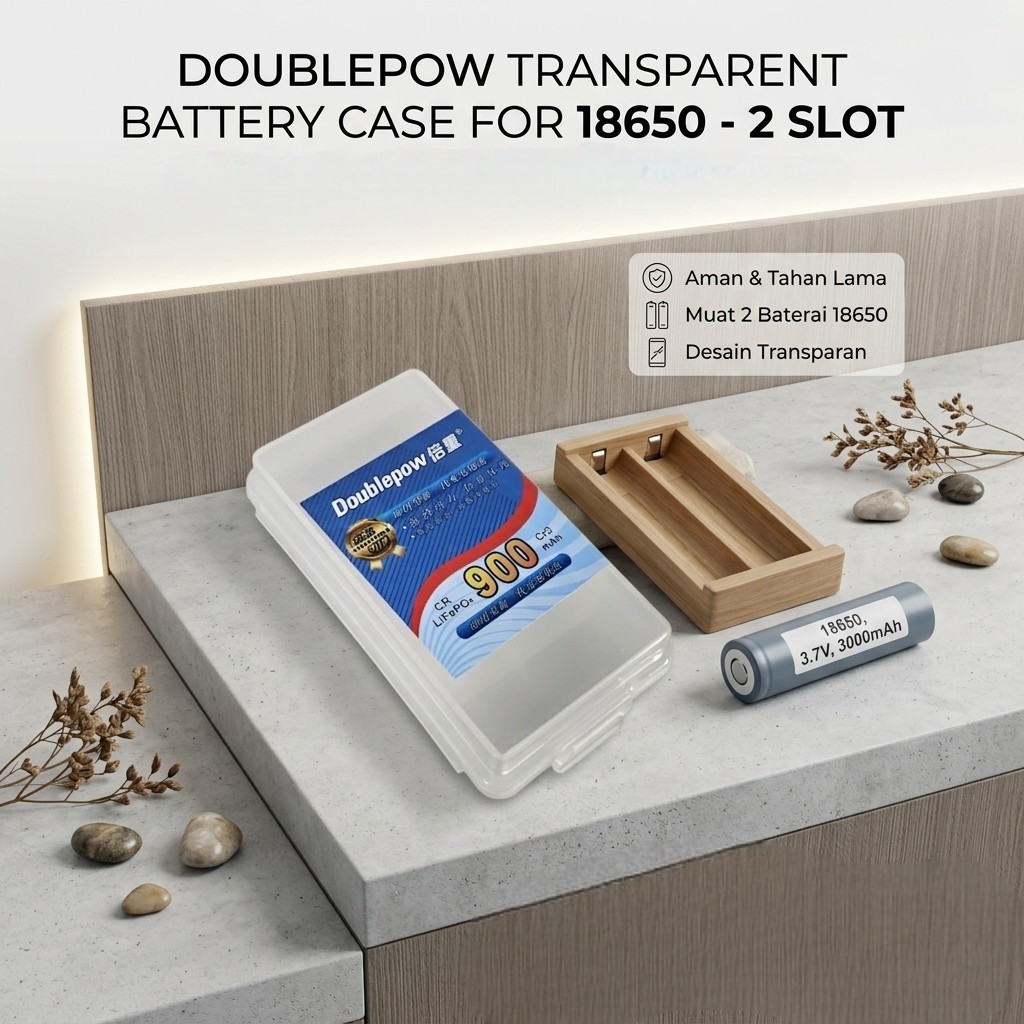 Doublepow Transparent Battery Case for 18650 2 Slot