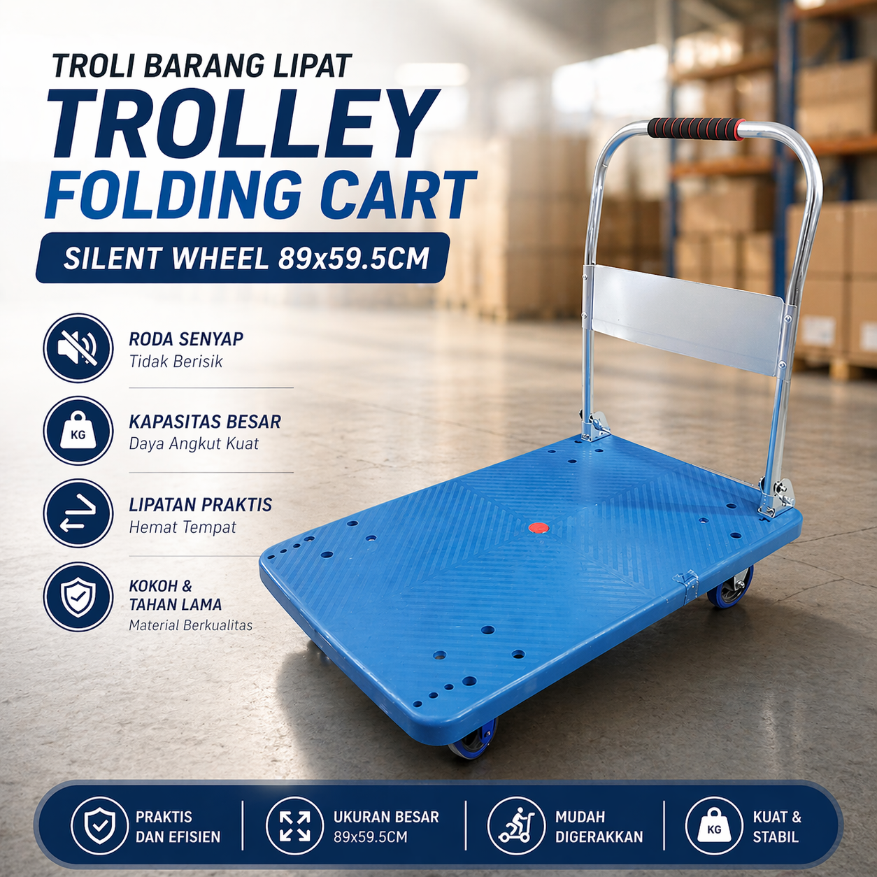 WPRO Troli Barang Lipat Trolley Folding Cart Silent Wheel - FPT-300