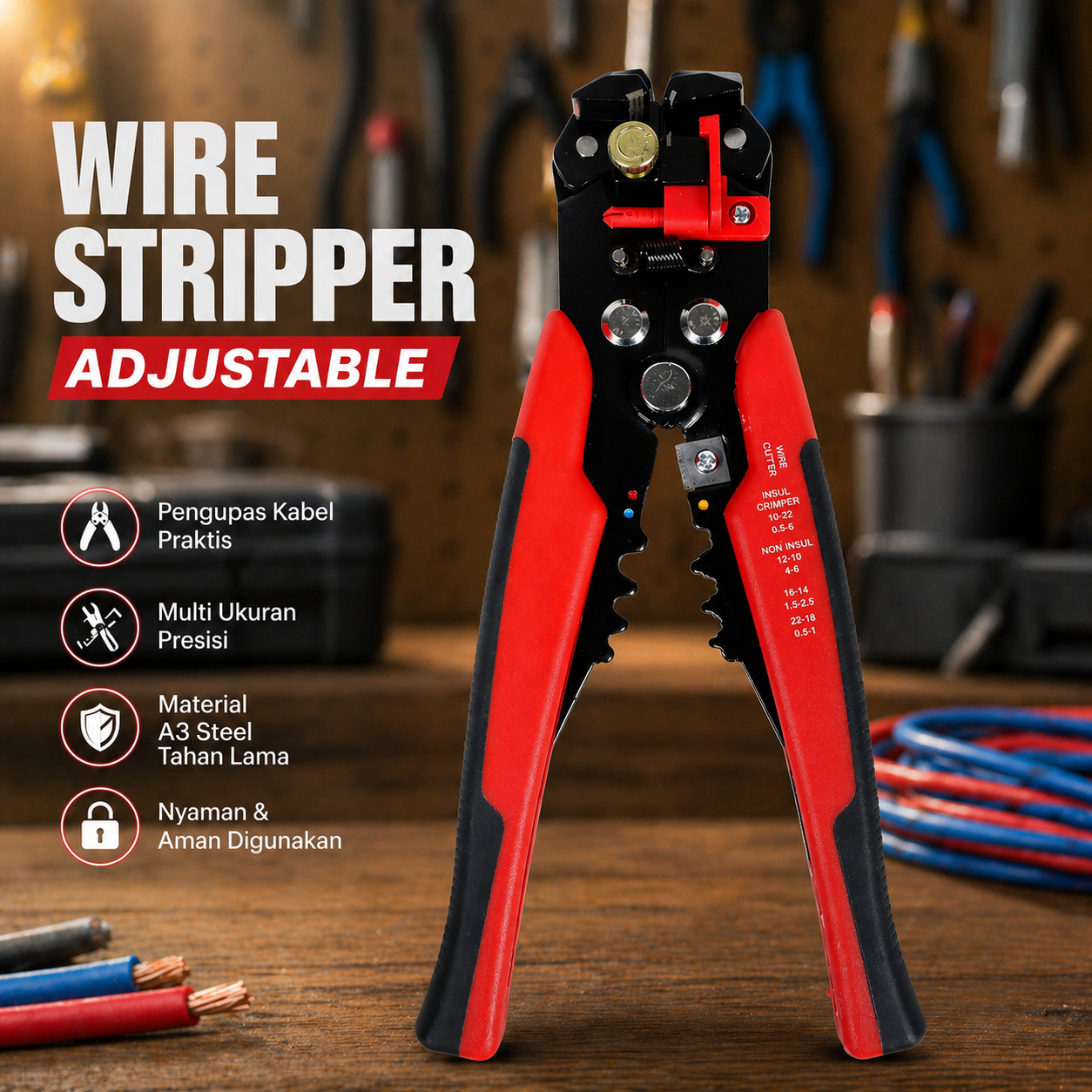 AGIIMAN Tang Pemotong Kabel Wire Stripper Adjustable - AG-1064