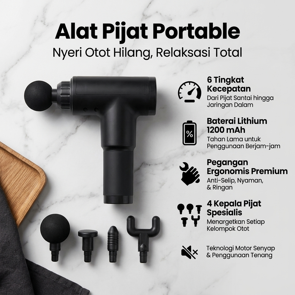 LEHIKO Alat Pijat Genggam Electric Gun Massage Rechargeable - KH-320
