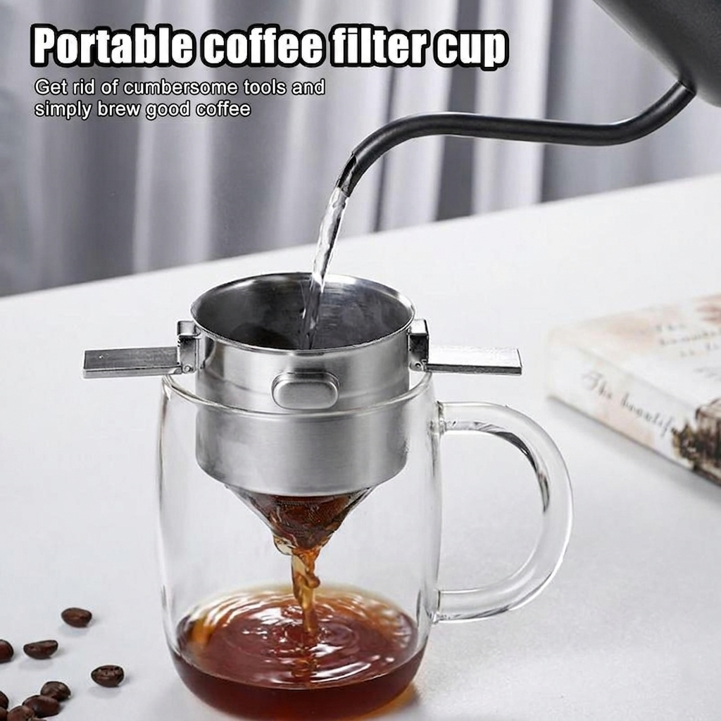 LAFILY Filter Penyaring Kopi Portable Cone Coffee Dripper Stainless - LF13