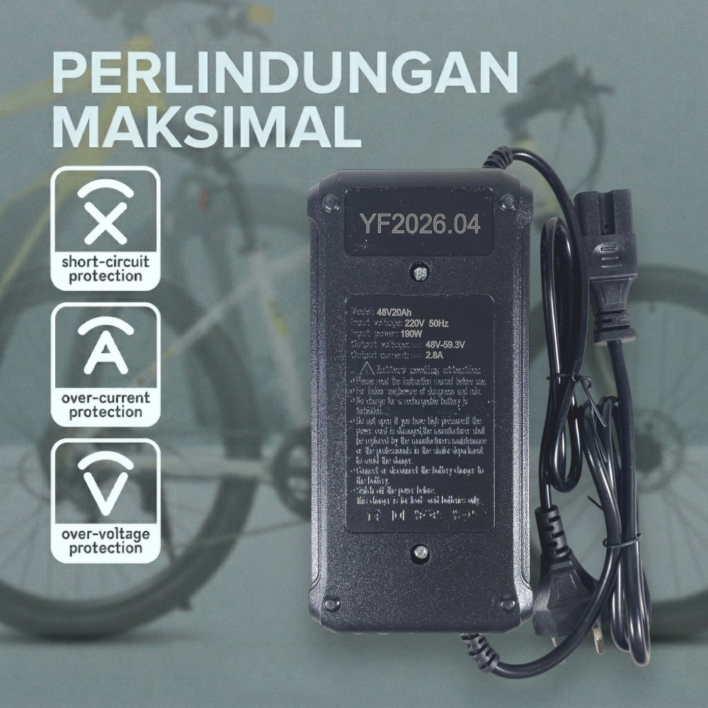 OTOHEROES Charger Aki Sepeda Listrik Portable Battery Charger 48V 2.8A - YF2023-06