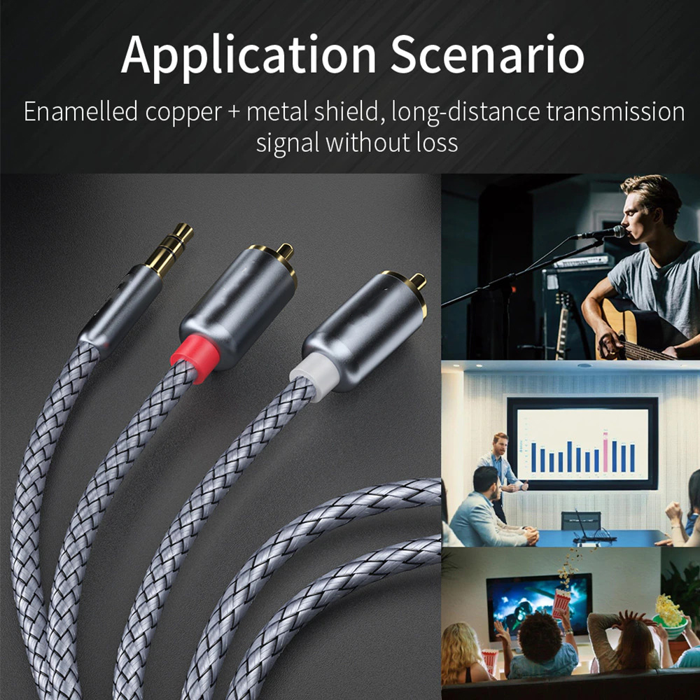 ESSAGER Kabel Audio HiFi 3.5mm to RCA - EYPZJ-MYA0G