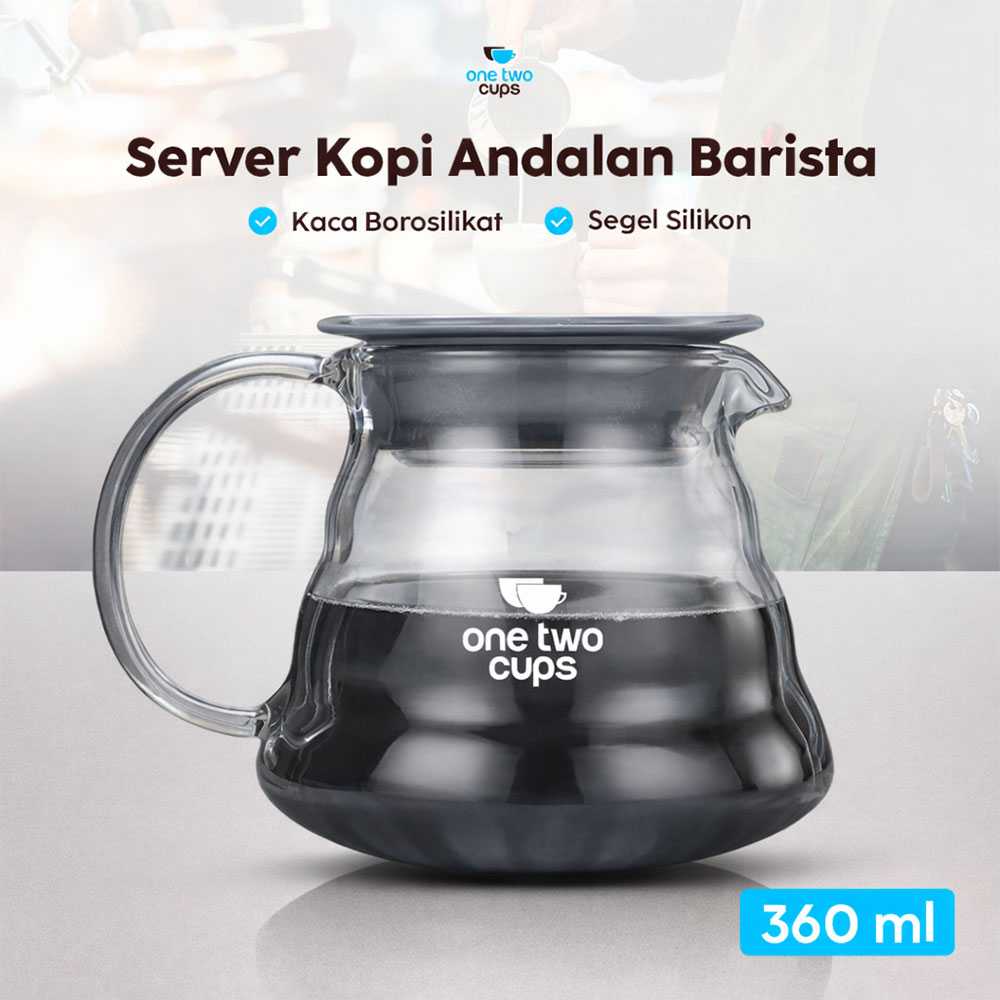 One Two Cups Coffee Server V60 Drip Pour Over Borosilicate Glass - SE101