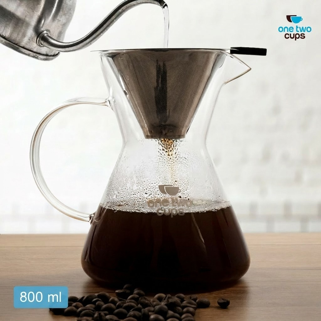 One Two Cups Coffee Server Chemex Drip Pour Over with Filter - YD-KT001