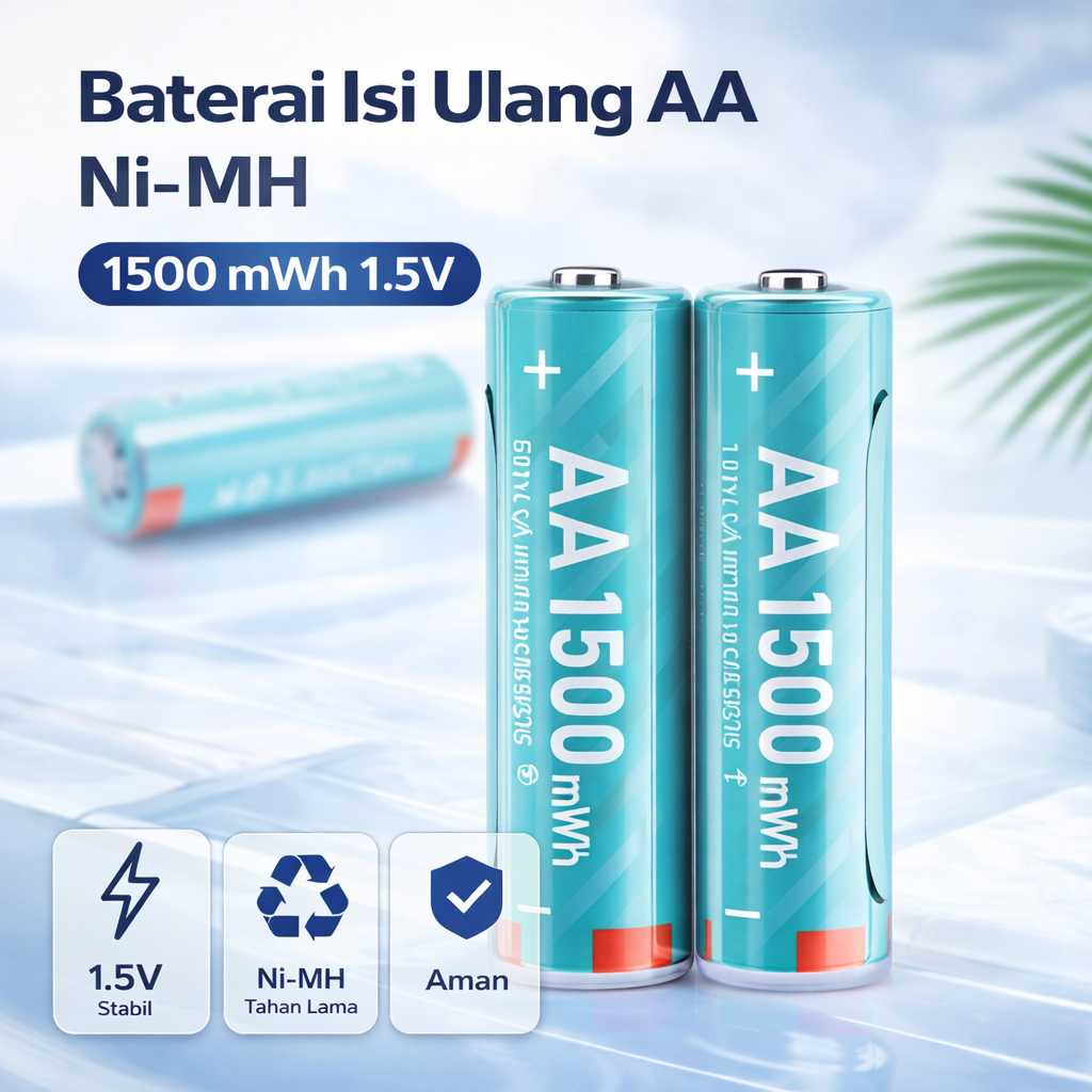 Jual Doublepow Baterai Isi Ulang AA Ni-MH Button Top 1500mAh