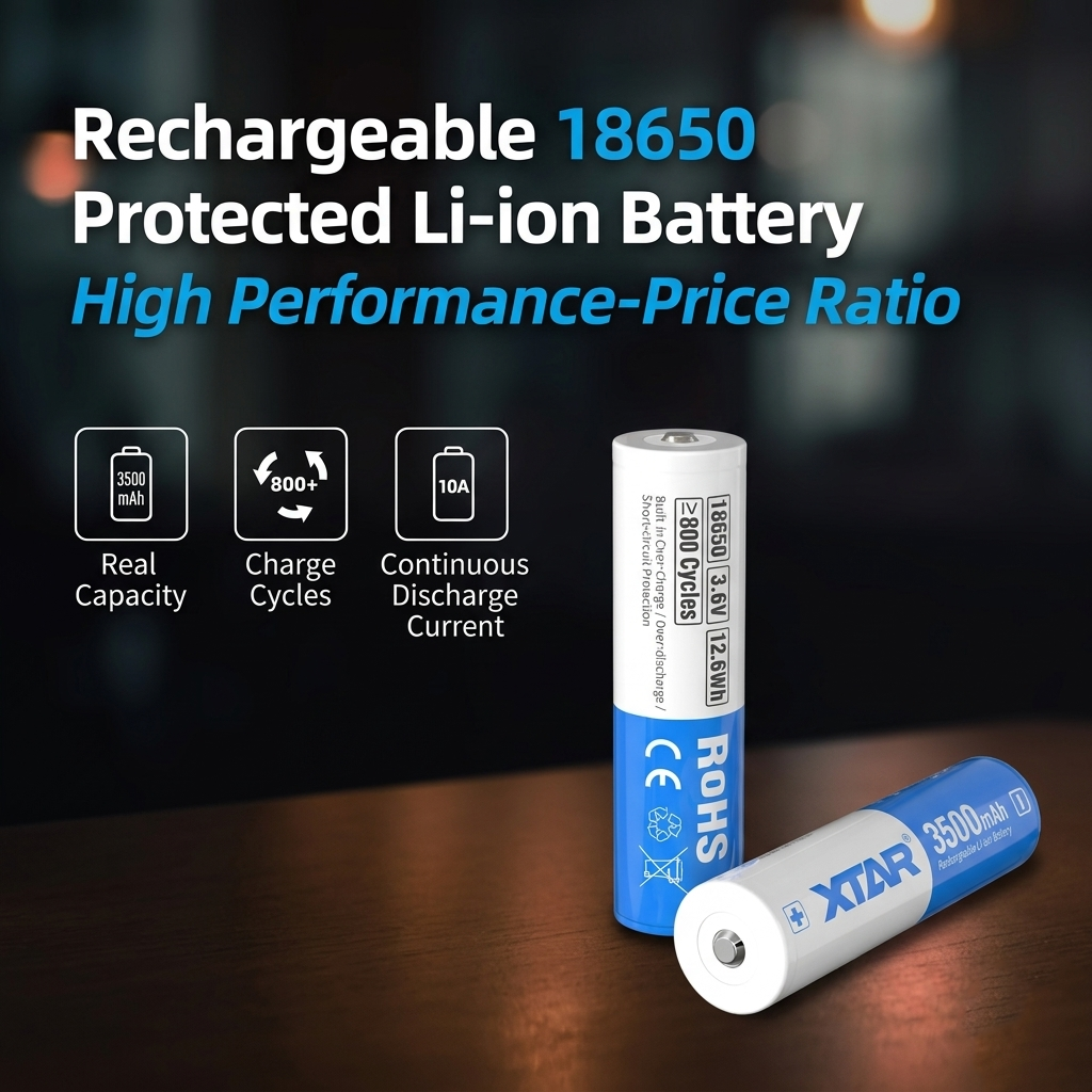 XTAR Baterai Rechargeable 18650 Li-Ion 3500mAh 3.6V 10A 1 PCS - XT35
