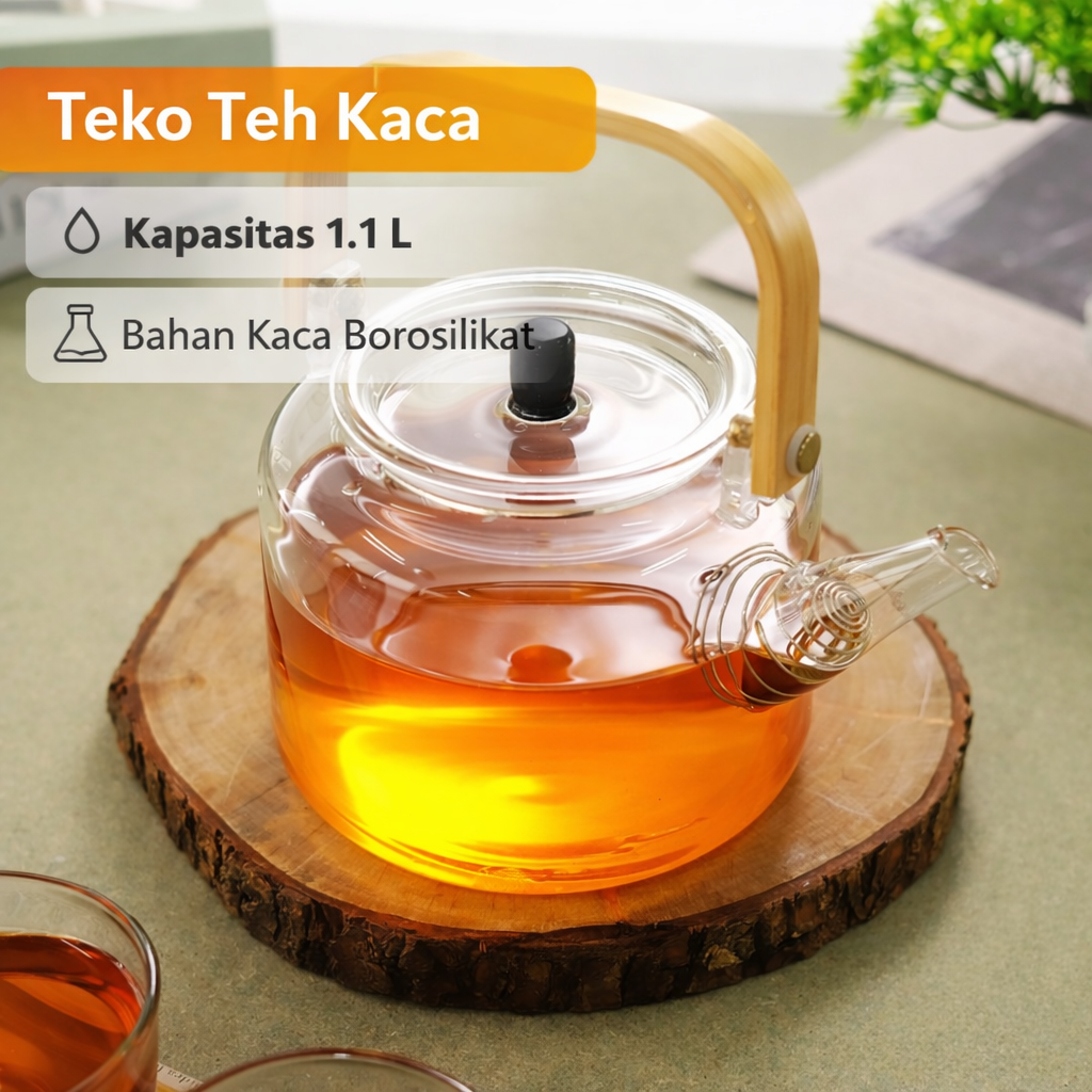CHAPIN Teko Teh Pitcher Chinese Teapot Glass Tahan Panas Api 1.1L - BR-8423