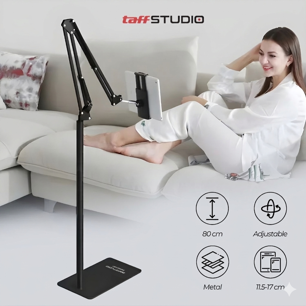 TaffSTUDIO Stand Tablet Lazypod Metal 360 Rotation 4-6.7 Inch - DONGC-001