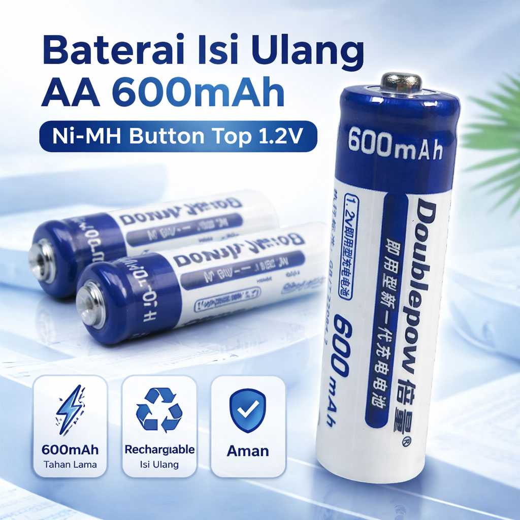 Jual Doublepow Baterai Isi Ulang AA Recharge Ni-MH Button Top