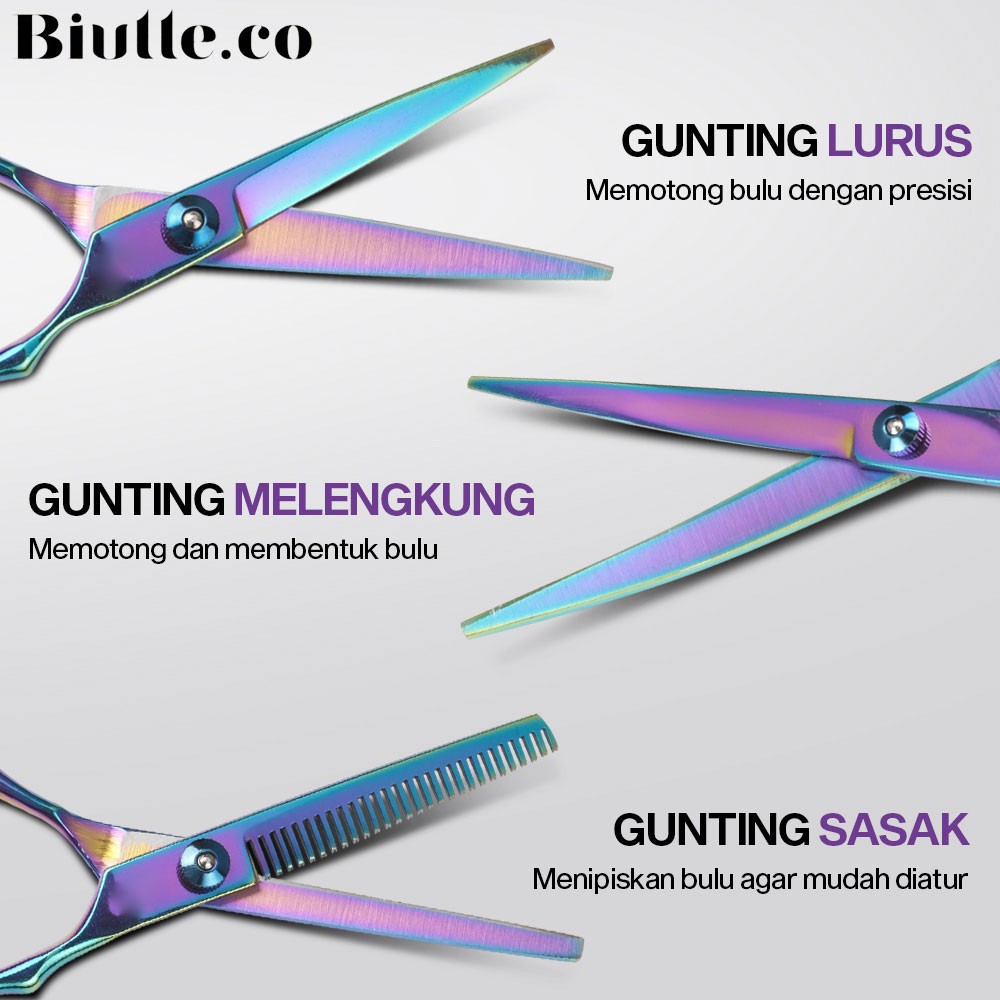 KNIFEZER Set Gunting Grooming Bulu Hewan Peliharaan - 62HRC