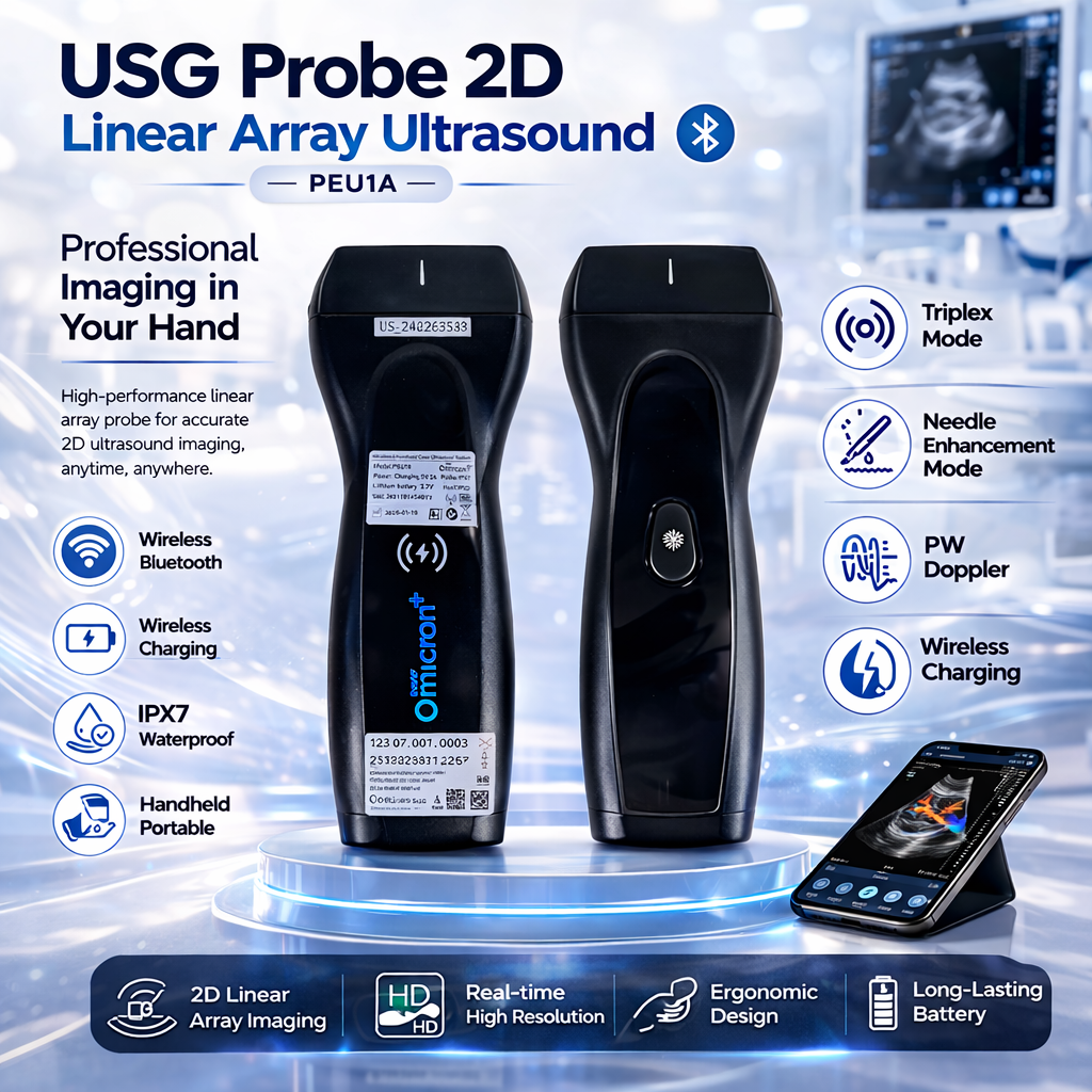TaffOmicron USG Probe Linear Array Ultrasound Bluetooth Triplex Mode - PEU1A