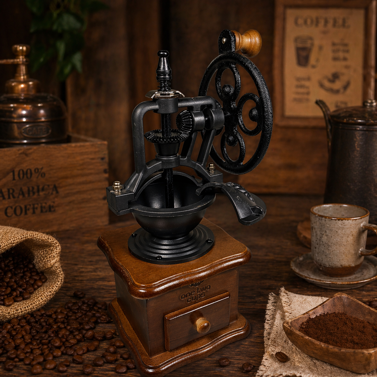 ALOCS Alat Penggiling Kopi Manual Coffee Grinder Wood Adjustable 30g - CW85532