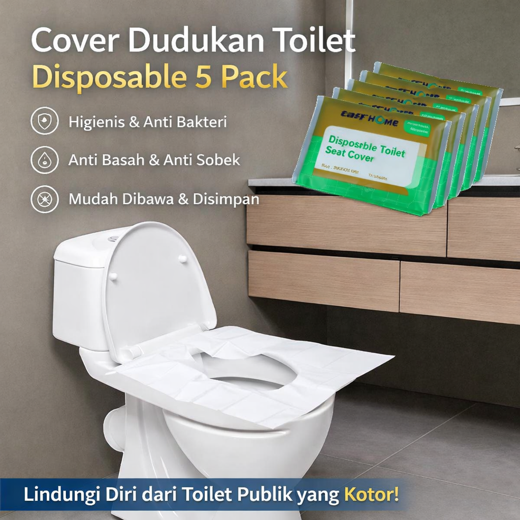 TaffHOME Cover Dudukan Toilet Disposable Seat Cover 5 Pack - IF1