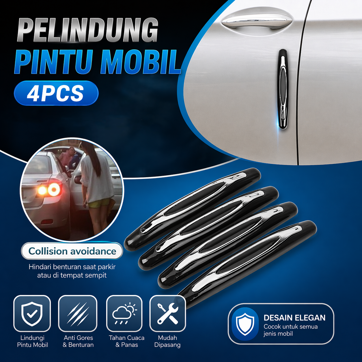 Automobiles Pelindung Pintu Mobil Car Door Bumper Guard 4 PCS - BH-238