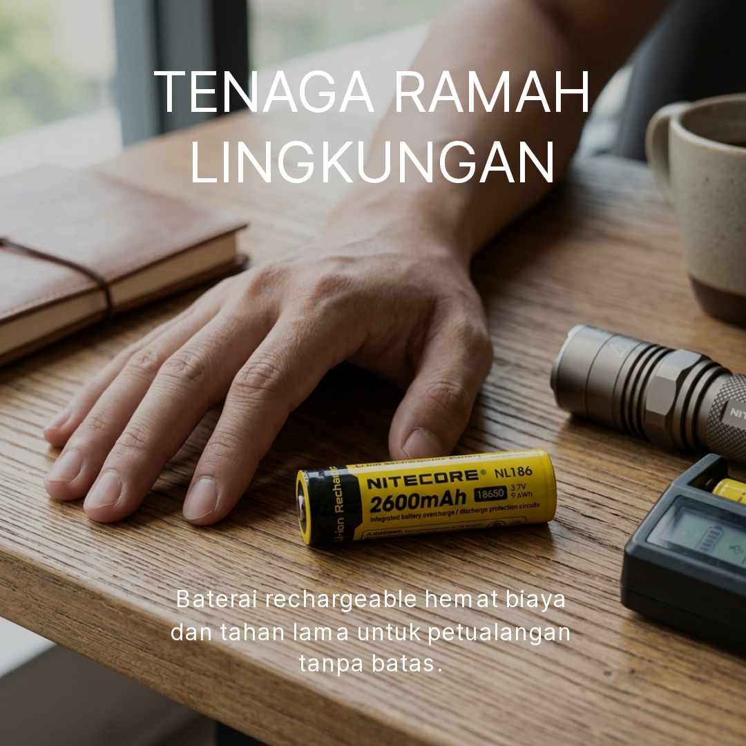 NITECORE Baterai Rechargeable 18650 Li-Ion 3.7V 2600mAh 1 PCS - NL1826