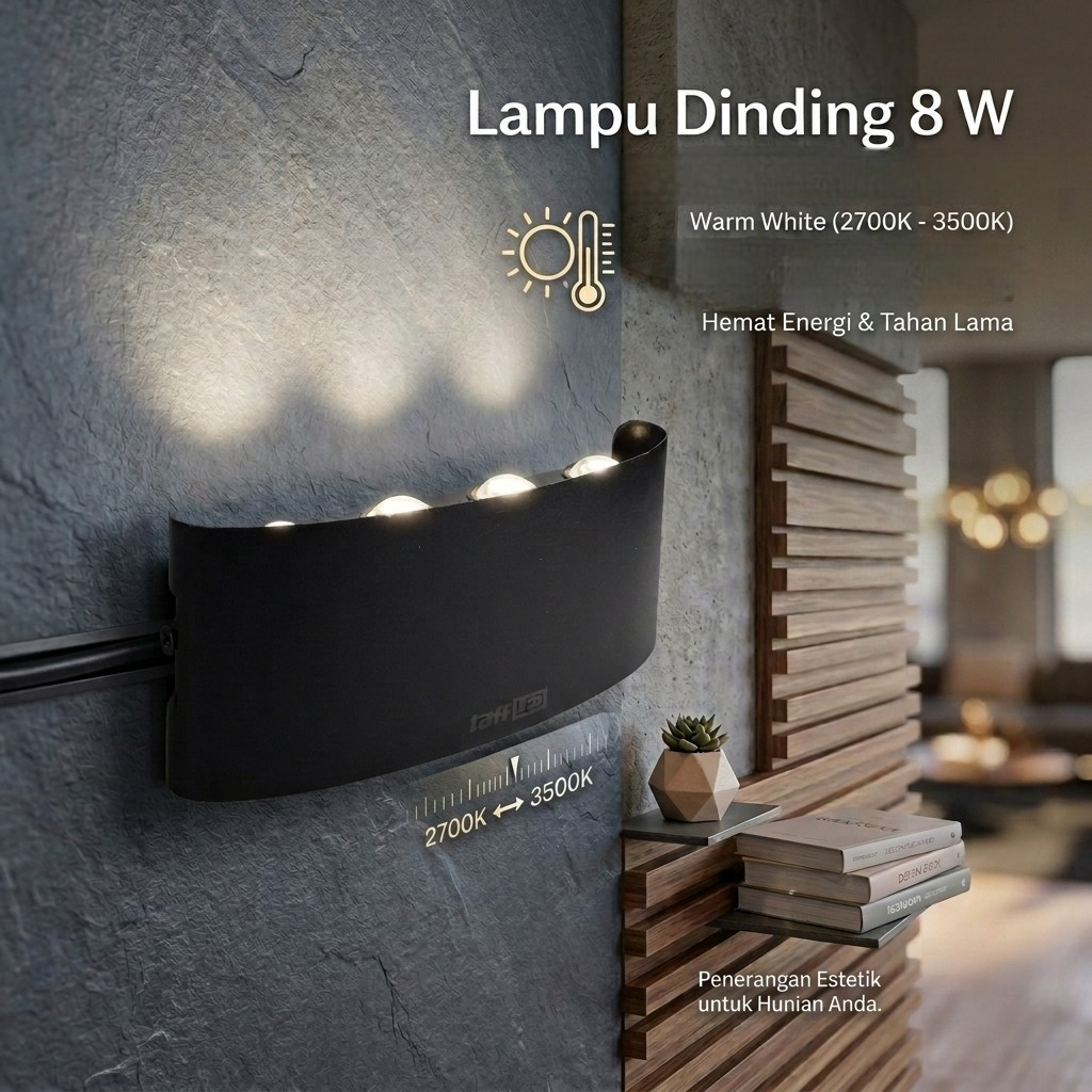 TaffLED Lampu Dinding Hias Outdoor Aluminium 8W 8 LED Warm White - RL-B15