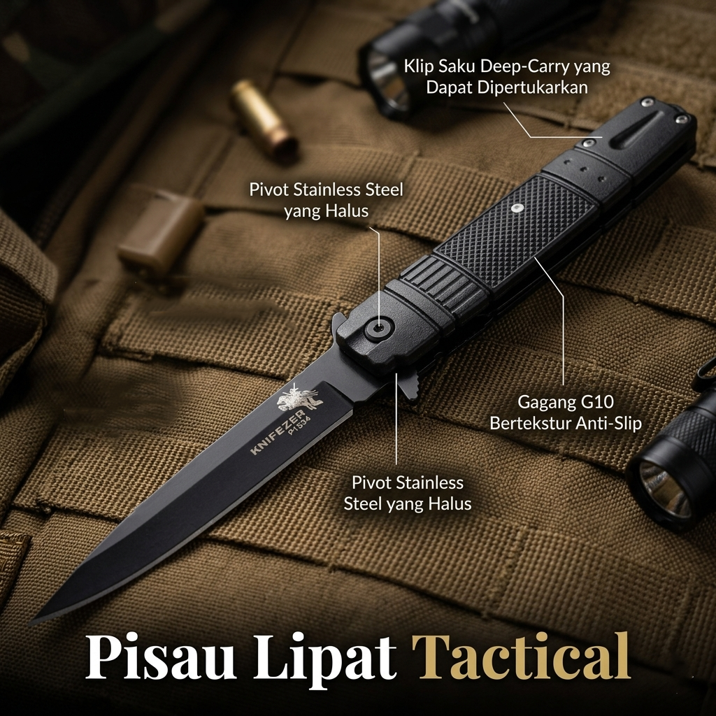 KNIFEZER BROWNING Pisau Lipat Berburu Survival Tactical Knife 22cm - P1534